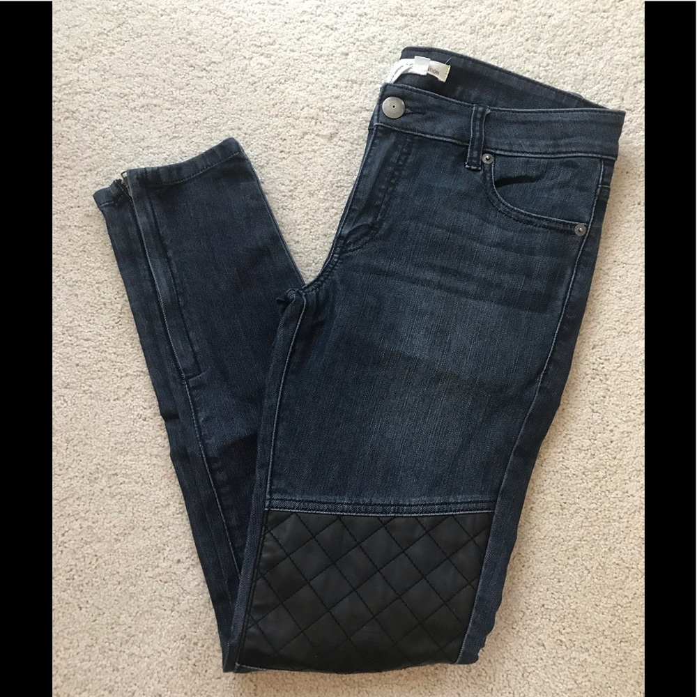 BCBG Generation Size 28 Jeans w/ Faux Leather